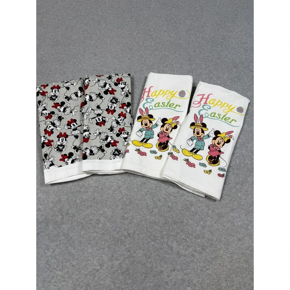 Lot Of 4 Disney Mickey & Minnie Kitchen Towels Easter